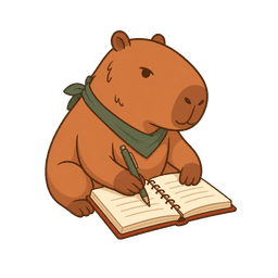 A capybara writing in a notebook
